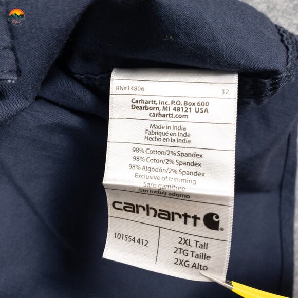 Carhartt Button-Up Shirt Blue Long Sleeve Relaxed Fit Collared Men's Size 2XL - Picture 9 of 10